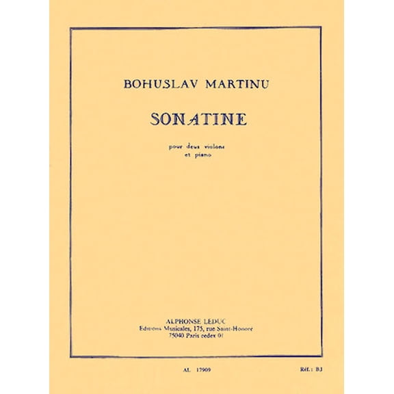 Sonatine pour Deux Violons et Piano Bohuslav Martinu (Sheet Music/Songbook)