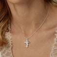thumbnail image 3 of APSVO 925 Silver Plated Rose Cross Necklaces for Women September Birthstone Pendant with Blue Sapphire Birthday Christmas Jewelry Gifts Teen Girls Stocking Stuffers Kids, 3 of 8