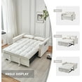 thumbnail image 6 of DEALTOPS Convertible Loveseat 55" 3-in-1 Multi-Functional Pull-Out Bed, White Velvet, 6 of 7