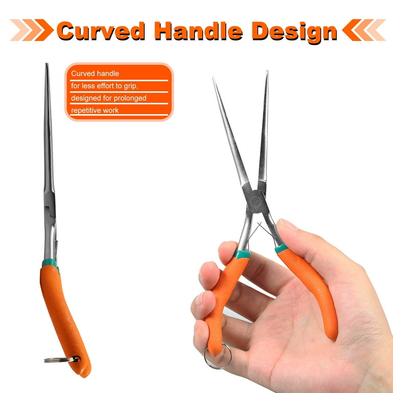 SPEEDWOX 7" Long Reach Needle Nose Pliers With Teeth, Extra Long Nose Mini Precision Wire