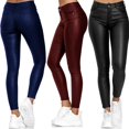 thumbnail image 2 of Pantalones casuales de cuero de color sólido de primavera, leggings, pantalones de mujer, 2 of 4