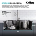 thumbnail image 3 of Kraus 33 Inch Dual Mount 50/50 Double Bowl Granite Kitchen Sink w/ Top mount and Undermount Installation in Black Onyx with Waste Guard Continuous Feed Garbage Disposal, 3 of 12