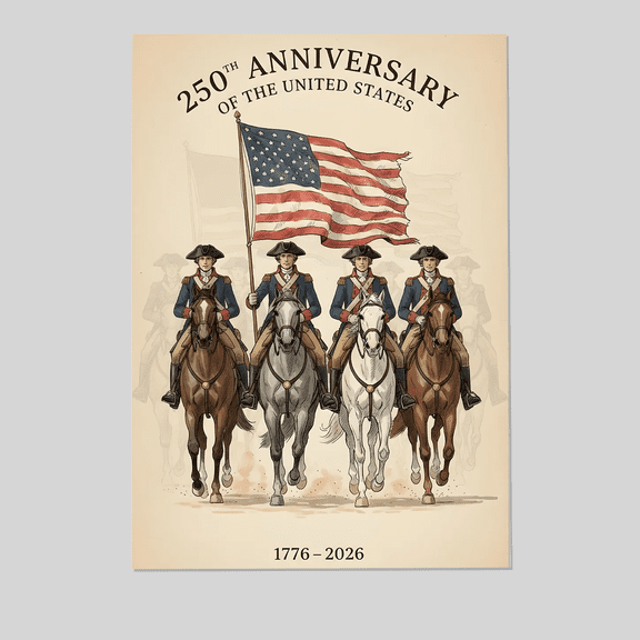 USA 250th Anniversary Patriotic Poster | 1776–2026 Independence History Art | Vintage USA Flag Decor Full Size 24''x36'' The Golden Shop