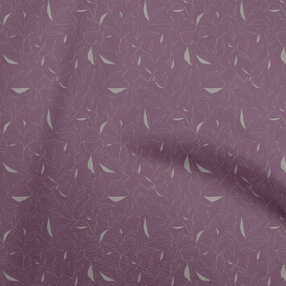 oneOone Cotton Poplin Amethyst Fabric Line Drawing Leaf Craft Projects Decor Fabric Printed By The Yard 56 Inch Wide