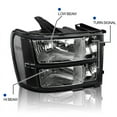 thumbnail image 3 of Spec-D Tuning Black Headlights Clear for 2007-2013 GMC Sierra Pickup Head Light Assembly Left + Right Pair, 3 of 7