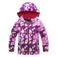 thumbnail image 4 of CPNG Girls Hooded Jacket Rainproof Windproof Windbreaker Coat with Colorful Print Fleece Lined Warmth Hiking Windbreaker, 4 of 6