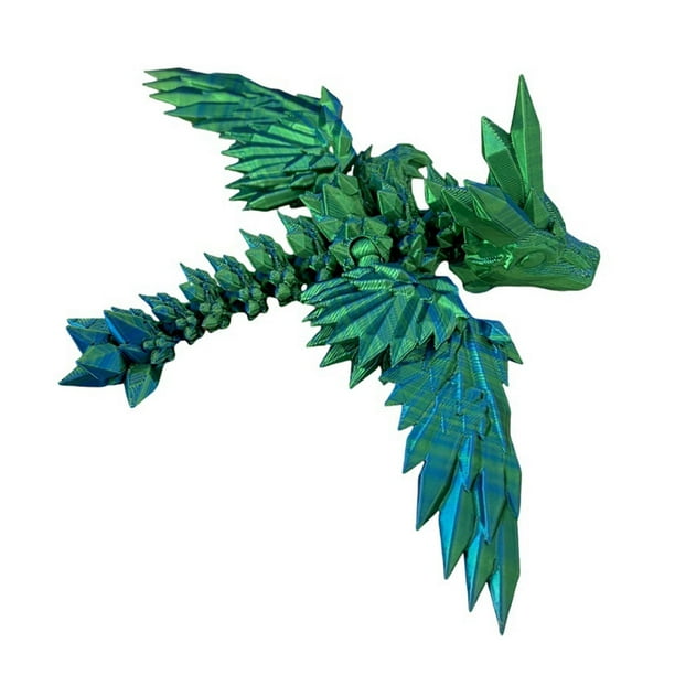 Dragón alado articulado impreso en 3D Articulaciones flexibles Figura de acción Dragón volador Verde