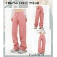 thumbnail image 4 of TRGPSG Cargo Pants for Women Y2K Casual Pants Parachute Pants Relaxed Fit Streetwear with Multiple Pockets(No Belts) Purple Gray,Size 14, 4 of 6