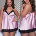 thumbnail image 3 of BKQCNKM Nightgowns for Women, Lace Nightgowns for Women, Silk Nightgown for Women, Nightwear Nightdress Lace Size Sleepwear Underwear Plus, V Neck Nightgowns,Pink 6XL, 3 of 8