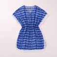 thumbnail image 3 of Kids Teens Girl's Cute Tie Dye Beach Coverups Pompom Trim Swimsuit Swimwear Cover Up for 7-14 Years, 3 of 9