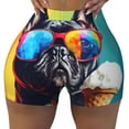 thumbnail image 2 of Balery Rainbow Bulldog Sunglasses Pantalones cortos de entrenamiento estampados para mujer, sin costuras, ajustados, para gimnasio, yoga, correr, deportes, ejercicio activo, fitness.-Small, 2 of 8