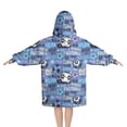 thumbnail image 2 of Blue Soccer Themed Pattern Blanket Hoodies for Kids 6-13YR Oversize Wearable Blanket Hoodies for Boys Girls Teens, 2 of 7