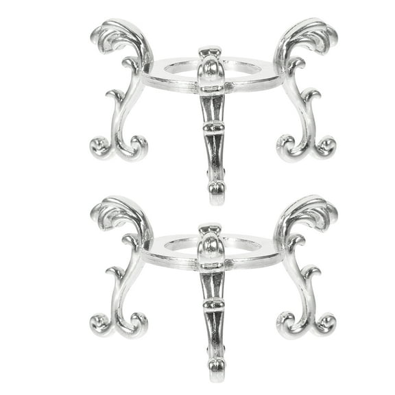 2 Pcs Glass-ball Pedestal Display Base Sphere Support Silver