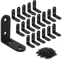 20pcs 2x2 inch Black Steel L-Shaped Corner Brackets Heavy Duty Right Angle Brackets with Screws Furniture Fixings