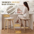 thumbnail image 5 of Guyou 26” Swivel Counter Height Bar Stools Without backrest, Upholstered Farmhouse Bar Stools with Footrest for Kitchen Island, Begie-Linen(Set of 2), 5 of 12