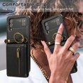 thumbnail image 4 of Decase Compatible with Samsung Galaxy Z Flip 4 Case with Card Holder and Strap for Women,Crossbody Lanyard,Stand Ring Kickstand,Snap Clasp,Phone Wallet Case,Black, 4 of 10