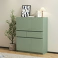 thumbnail image 3 of S-HOME Modern Wooden Storage Cabinet with 4 Doors and 2 Drawers, White, Pale Green, 3 of 5