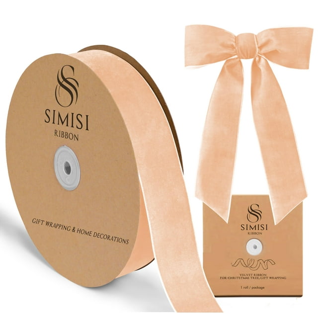 Cinta de Terciopelo Decorativa SIMISI 3,8 cm x 23 m Champagne