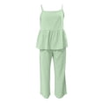 thumbnail image 3 of Lullu Girl's Summer Outfits Beach Spaghetti Strap Camisole Palazzo Pants Set, Sizes 4-14, 3 of 3
