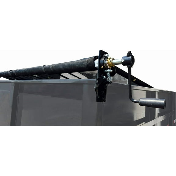 Hand Crank Tarp Roller Kit with Mesh or Vinyl Tarp for Dump Truck or Trailer by Kym Industries Inc. (Mesh, 6' x 12')
