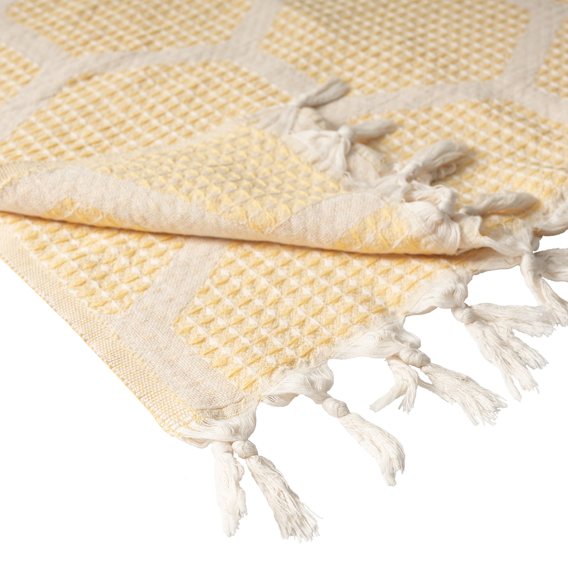 Ox Bay Yellow Honeycomb Hexagon Ultra-Soft Turkish Cotton Adult Throw Blanket, 50" x 60'