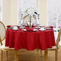 Christmas Red Denley Woven Textured Satin Stripe 60 x 84 inch Oval Fabric Dining Tablecloth