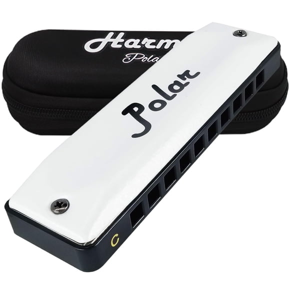 Harmo Polar Diatonic Harmonica Key of G - 10 Holes 20 Notes, Blues Harp Mouth Organ With Case, Phosphor Bronze Reeds, Suitable fo
