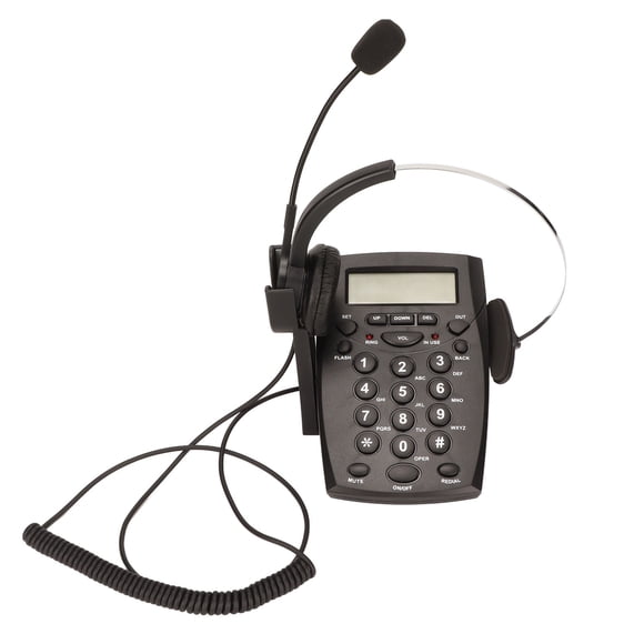 Teléfono con auriculares y cable con cancelación de ruido, identificador de llamadas FSK DTMF, teclado de marcación, teléfono fijo con auriculares para centro de llamadas de oficina
