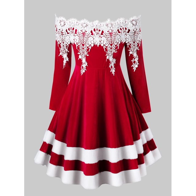 Más el tamaño del hombro vestido de piel de imitación de terciopelo de Navidad Rosegal Suéteres Cárdigans