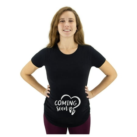 

Pregnancy Shirt for Women Cute Coming Soon Graphic Tee Maternity Shirt XX-Large Black