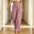 thumbnail image 2 of Cmtiyu Women's Cargo Pants, Baggy High Waist Drawstring Wide Leg Pants with Pockets, Casual Outdoor Jogger Pants, S-2XL, 2 of 8