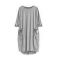 thumbnail image 4 of Women Summer Casual Dress Crew Neck Short Sleeve Babydoll Knee Length Midi Dresses Short Sleeve Tunic Shirt Dress Casual Loose Midi Dresses, 4 of 4