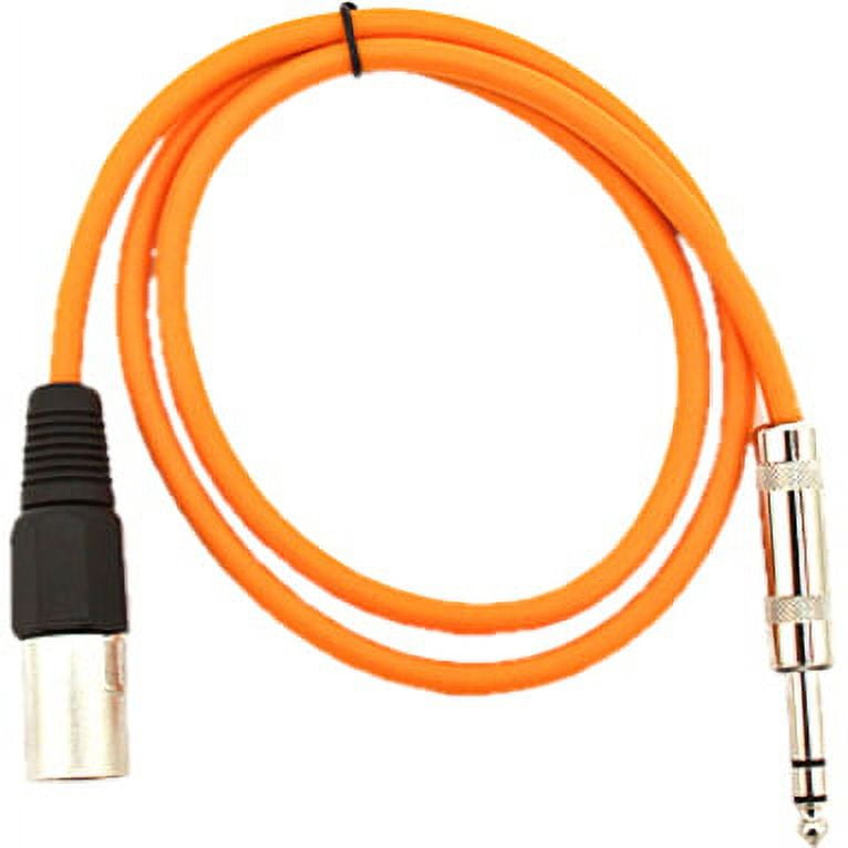 Seismic Audio SATRXL-M3, 6 Pack of Orange 3' XLR Male to TRS Patch Cables