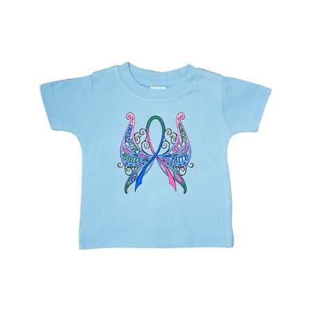 

Inktastic Thyroid Cancer Awareness with Butterfly Ribbon Words Gift Baby Boy or Baby Girl T-Shirt