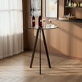 thumbnail image 3 of KATBOC 31.5in Round Glass Dining Table, Scratch-Resistant Aluminum Tray & Metal Legs, Modern Minimalist Design for dining, Living Room, Black, 3 of 5