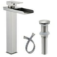 thumbnail image 1 of TVTIUO Tall Brushed Nickel Waterfall Bathroom Basin Faucet Waterfall Vessel Sink Mixer, 1 of 7