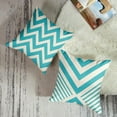 thumbnail image 3 of Throw Pillow Covers Home Decor Set of 4 Blue Stripe Geometric Vintage Retro Contemporary Pillow Cases Decorative 18 x 18 Inches Outdoor Cushion Couch Sofa Pillowcases, 3 of 6