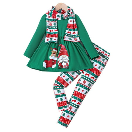 

Toddler Girls Long Sleeve Cartoon Print Tops and Christmas Pants 3PCS Outfits Clothes Set for Children Kids Clothes Fall Clothes for Teens Girls New Born Baby Items Swaddles for Girls Baby Girl