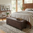 thumbnail image 3 of Avalon 48 inch Wide Contemporary Storage Ottoman Bench in Distressed Brown Vegan Leather, 3 of 5