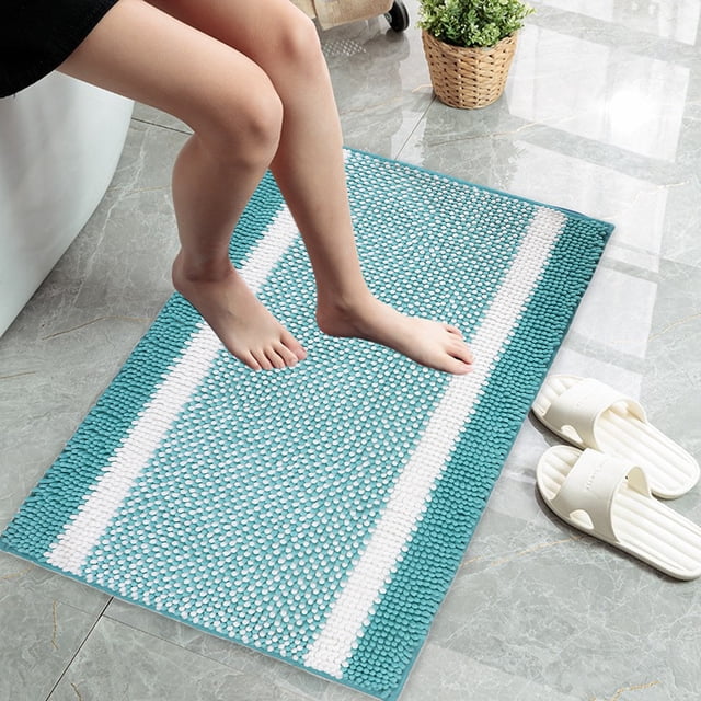 TIMIFIS Bathroom Rugs Extra Thick Microfiber Striped Door Mat Non Slip Bathroom Kitchen Entry Rug Water Absorbent Floor Mat for Bathroom Kitchen Doorway Foot Mat Bath Mat