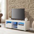 thumbnail image 2 of Gzxs Modern TV Cabinet Wood Entertainment Center Storage Cabinet with LED Lights, White, 2 of 9