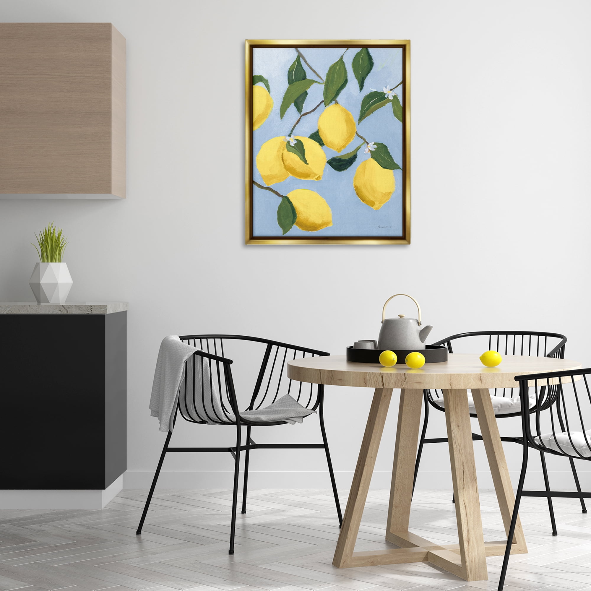 Stupell Industries Winding Lemon Tree Food & Beverage Painting Gold Floater Framed Art Print Wall Art, 25 x 31