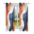 thumbnail image 7 of Yayeee Window Curtains Set of 2 for Living Room Light Filtering 63"x52", Blue Abstract Wavy, 7 of 7