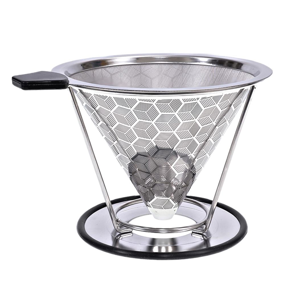 Download Reusable Coffee Filter Stainless Steel Holder Metal Mesh Funnel Baskets Brew Drip Coffee Filters ...