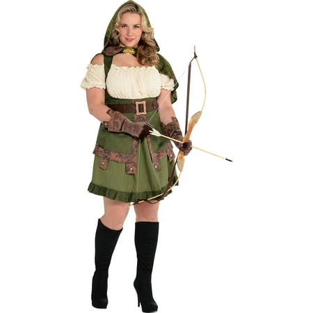 Lady Robin Hood Costume for Adults, Size 3X, Includes Dress, Belt, and More