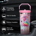 thumbnail image 5 of 30 oz Flamingo Tumbler with Handle, Large Insulated Tumbler with Flip & Straw Coffee Mug Cup Stainless Steel Gifts for Women Men Youth, 5 of 6
