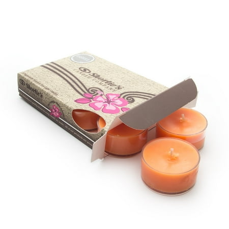 Lighting Modern Berries - Mango & Papaya Tealight Candles - Highly Scented with Natural Oils - 6 Orange Hand Poured Tea Lights - Clear Container for Beautiful Candlelight - Fruit & Berry Collection