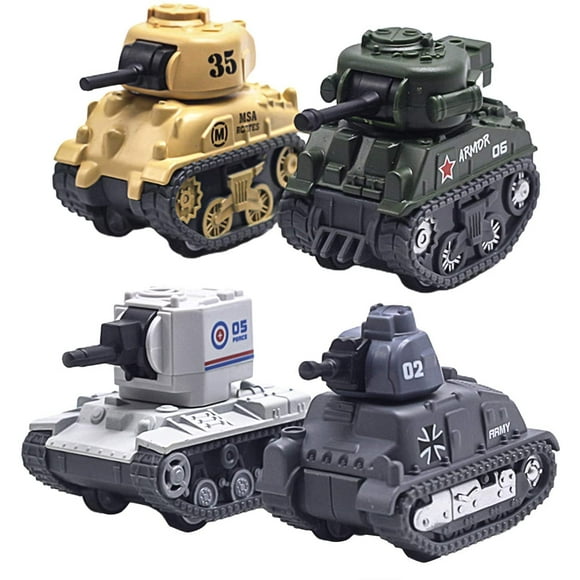 4PCS Mini Tank Pull Back Tank Model Toy Military Toy Vehicle for Kids (Solid Color)