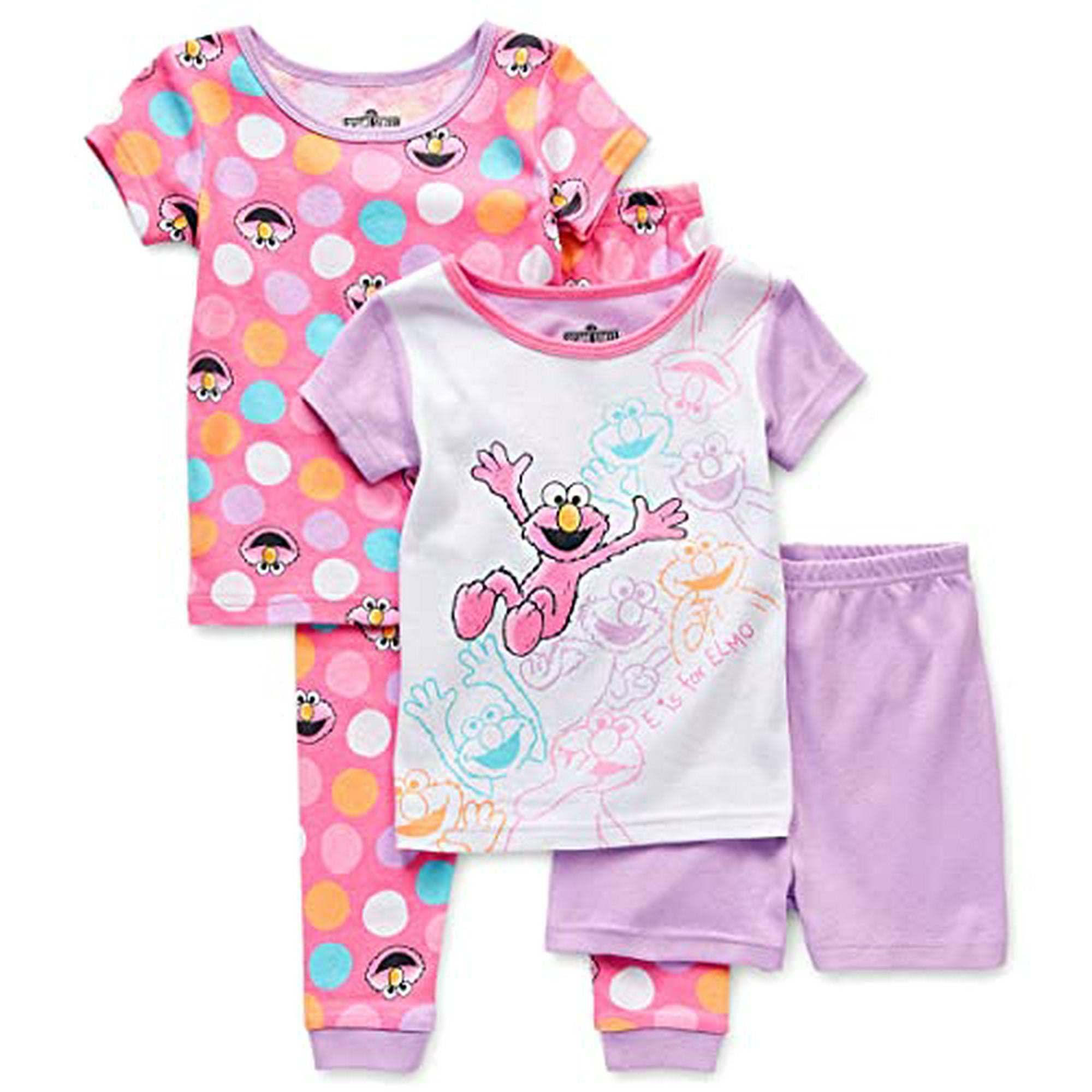 Girls Snug Fit Cotton Pajamas E Is For Elmo Size 3T Walmart
