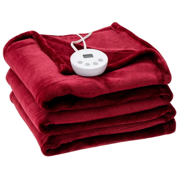 Gymax 62''x84'' Heated Blanket Twin Size Electric Heated Throw Blanket w/ Timer Red
